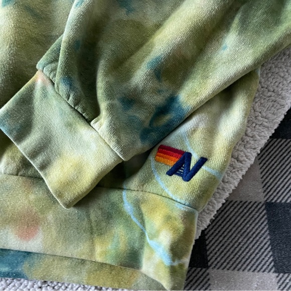 Aviator Nation Green and Yellow Tie-Dye Smiley Crop crewneck sweatshirt S - Picture 8 of 11